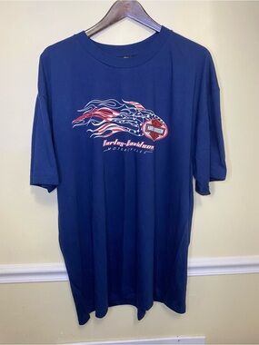 Harley-Davidson Navy T-Shirt with Red & White Flame Logo